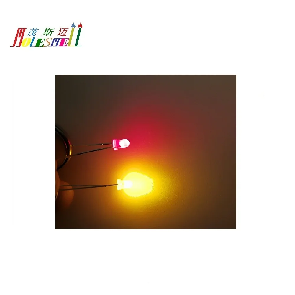 100 шт., 3 мм в диаметре, оборот в минуту(R/Y Dual Bi Цвет Полар-флиса изменение красный/желтый светодиод рассеянного светодиоды 2-контактный Led