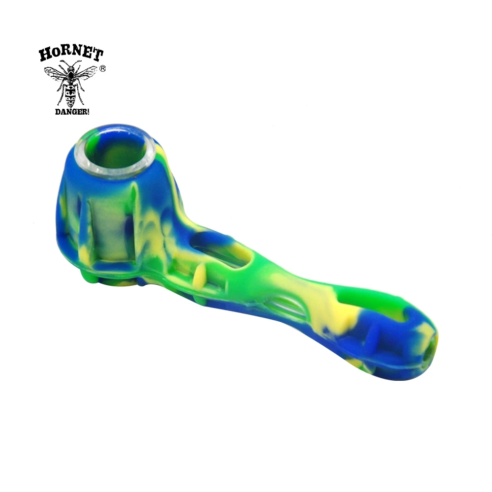 FDA Silicone & Glass Smoking Pipe 105MM with Glass Bolw Tobacco