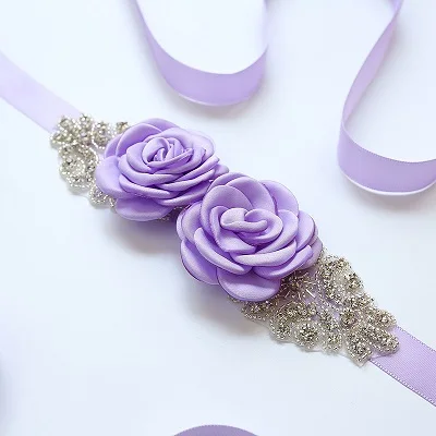 Light Purple 12 цветов винтажный свадебный цветок ремень для платья белый женский горный хрусталь пояса украшения Cinturones Fiesta - Цвет: Light Purple