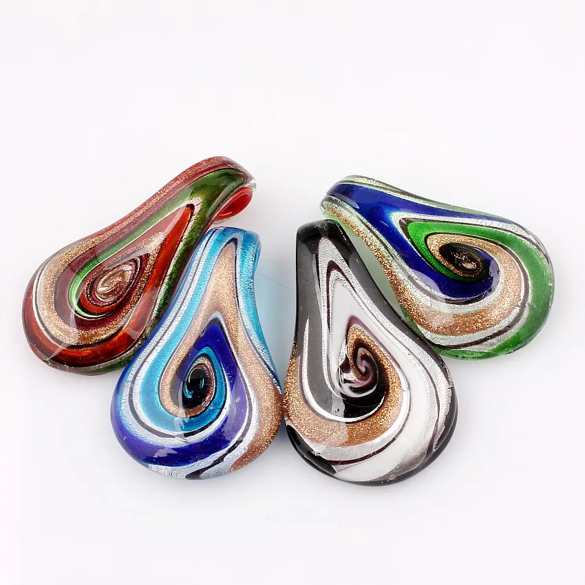 Q Wholesale 6pcs handmade Murano Lampwork Glass 4 Color Water Drop