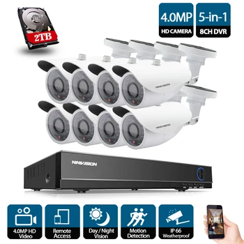 

8CH 8 channel cctv DVR 4MP AHD 1080P 720P 960H dvr 8pcs IR 4.0MP HD indoor outdoor security camera system cctv dvr kit With 2TB