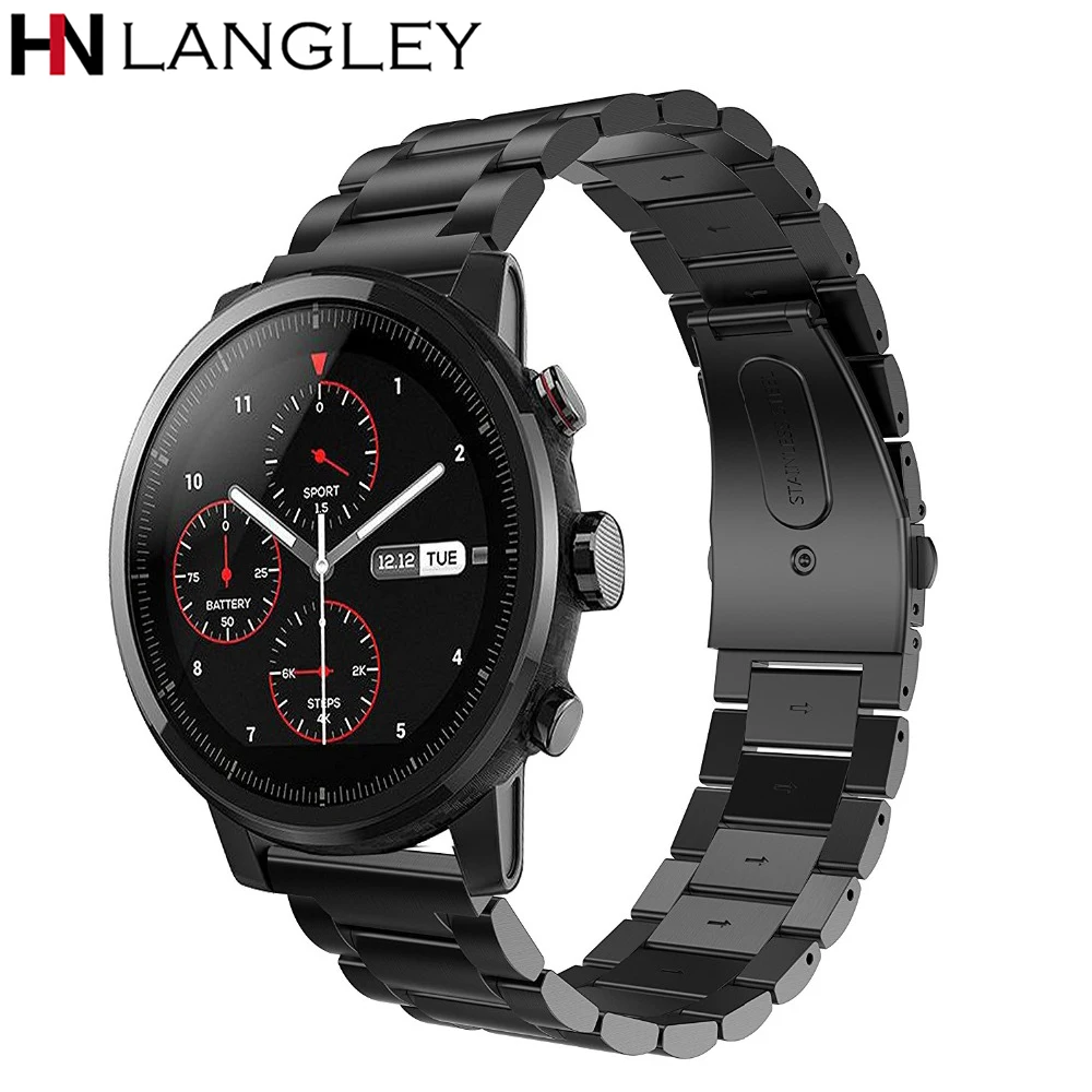 

22mm Stainless Steel Watchband Quick Release for Xiaomi Huami Amazfit 2/ Amazfit 2S Sports Smart Watch Band Stratos Pace Strap