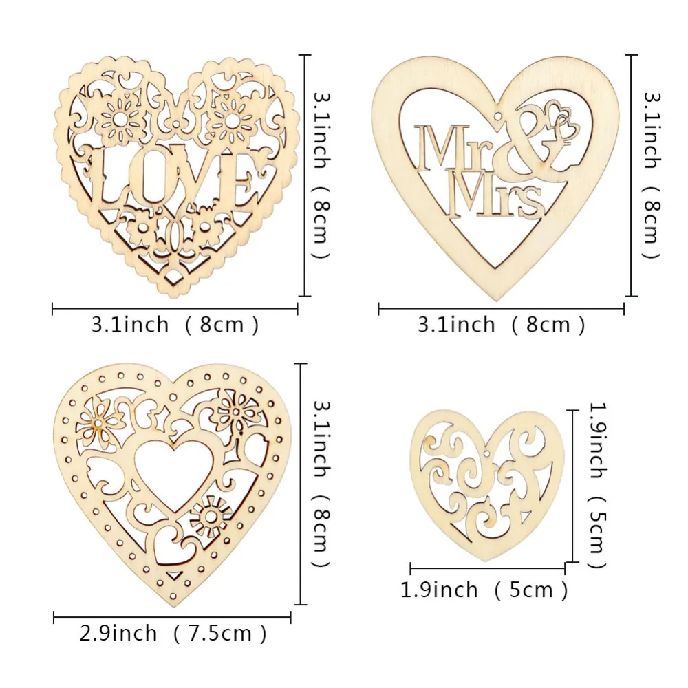 OurWarm 10 шт. деревянные сердца для свадьбы украшения Лазерная резка Любовь Сердце висячие орнамент Mr Mrs деревенский Свадебные украшения