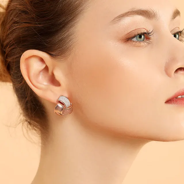 Viennois Fashion Jewelry Rose Gold Color Knot Stud Earrings For Viennois Fashion Jewelry Rose Gold Color Knot Stud Earrings For Woman Triple Party