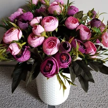 6 веток синий осенний Искусственный Пион Свадебная Гортензия домашний декор Флорес маленькие бутоны букет цветок украшения