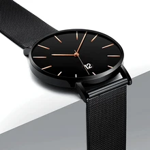 Minimalist Watch Simple No Logo Cool Black Men Watches Business Steel Strap Male Clock Waterproof Calendar Quartz Wristwatches olevs cool function man s watches waterproof date mesh steel strap chronograph watch business male clock quartz men wristwatches