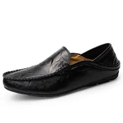 Летние мужские повседневные лоферы; Высококачественная офисная обувь из натуральной кожи; Мягкие Мокасины на плоской подошве; Gommino; обувь