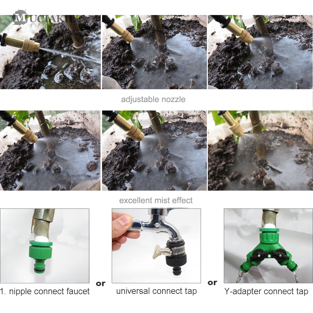 30 м автоматический полив сада Туман Спрей орошение запотевание системы полива наборы микро капельного орошения Регулируемый латунный патрубок