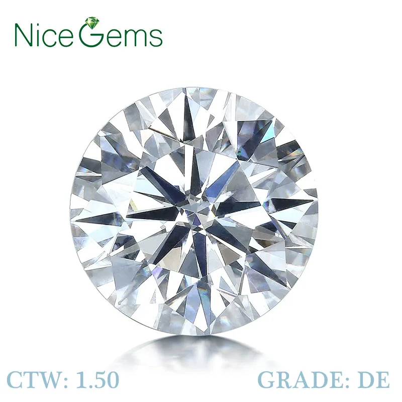 

NiceGems D Color Moissanite 1.5CTW Hearts And Arrows Cut Round Colorless 7.5MM Natural Look Diamond loose Gemstone VVS1