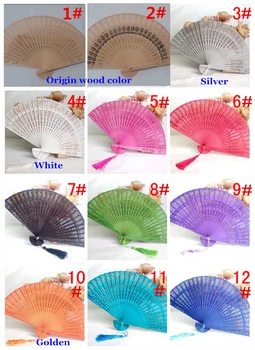 

Painted hollow hand wood fan sandalwood for gift 100 pieces per lot