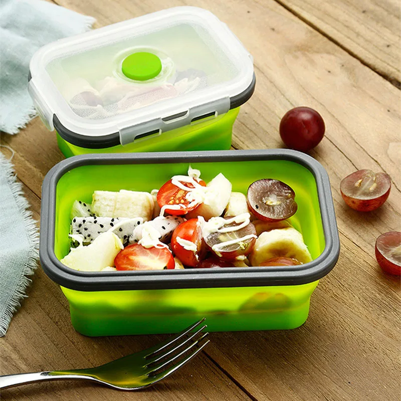 

new Lunch Box Silicone Bowl Folding Foldable Portable Food Storage Container Eco-Friendly 2019YU-Home