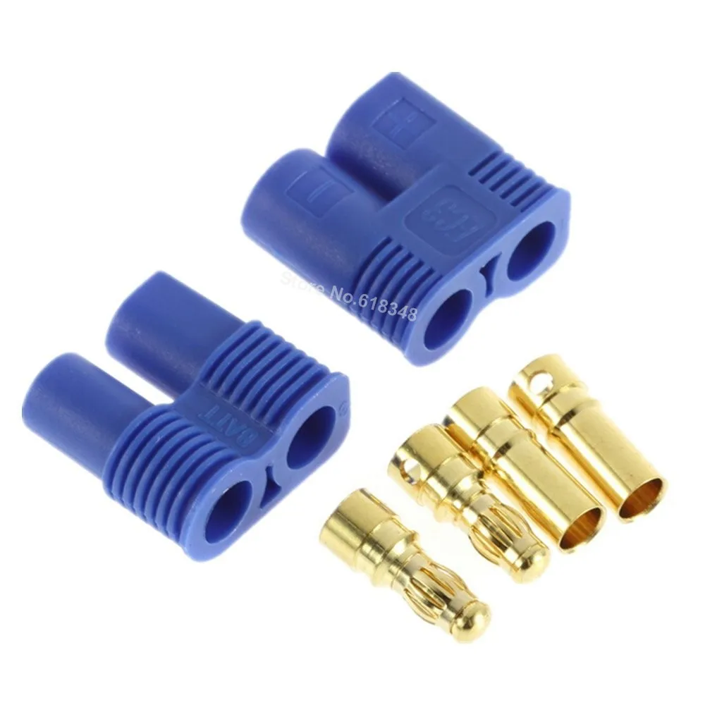 1 Pair EC3 Banana Plug 3 5mm Gold Bullet Connector Female Male 60A For RC ESC