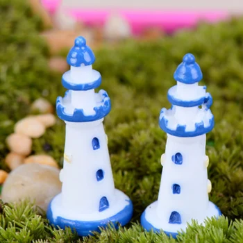 

ZOCDOU 1 Piece Lighthouse Beacon Sea Pharos Model Small Statue Figurine Crafts Figure Ornament Miniatures DIY Home Decoration