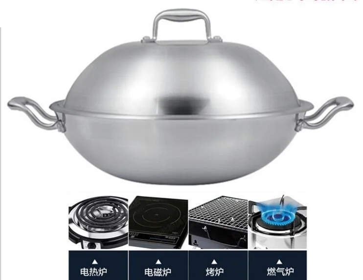 Wok 3 слойная Толстая сковорода для приготовления пищи inox 32 см Роскошная