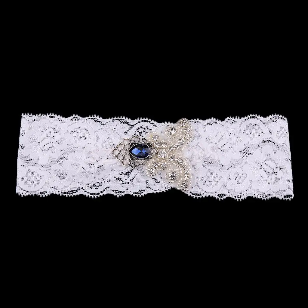 Elegant Crystal Diamante Wedding Bride Lace Garter Hen Stag Night Bachelorette Party Fancy Dress Gift