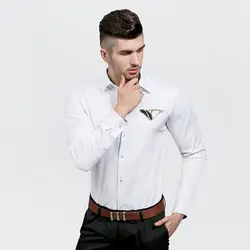 2018 Новый Для мужчин; рубашка с длинными рукавами бренд Повседневное модные Бизнес модная банкет лента ложный карман тонкая рубашка