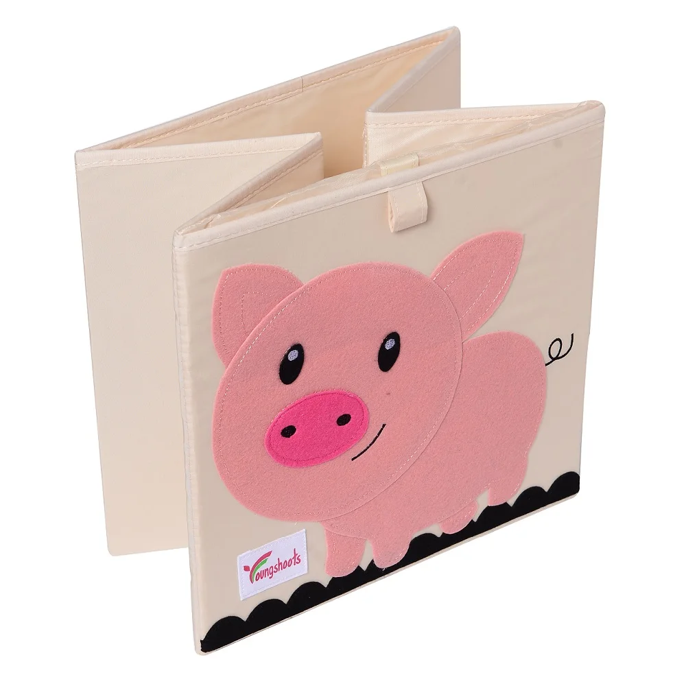 New 3D Cartoon Animal Embroidery Folding Storage Box Washed Oxford Cloth Wardrobe storage bag kid toys organizer 33*33*33CM bins