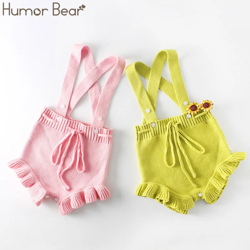 

Humor Bear Spring Autumn Baby Girls Boy Clothes Candy-Colored Wooden Ear Baby Knit Jumpsuit Robes Baby Romper infant Sweater