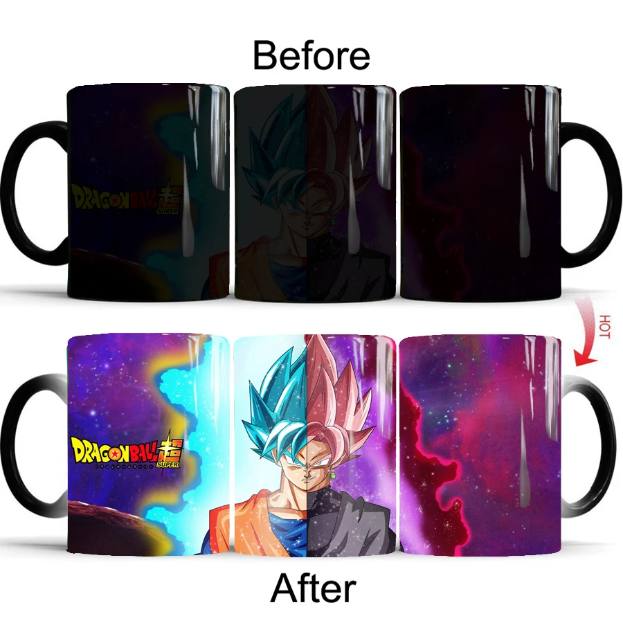 Прямая Dragon Ball Z Супер Saiyan черный красный синий волосы Goku Vegata кружка изменение цвета кружки кофе чай чашка