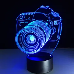 Новинка 3D лампа Камера Иллюзия светодиодный USB лампа сенсорный RGB 7 цветов пеленальный столик Ночной свет прикроватной украшения для детей