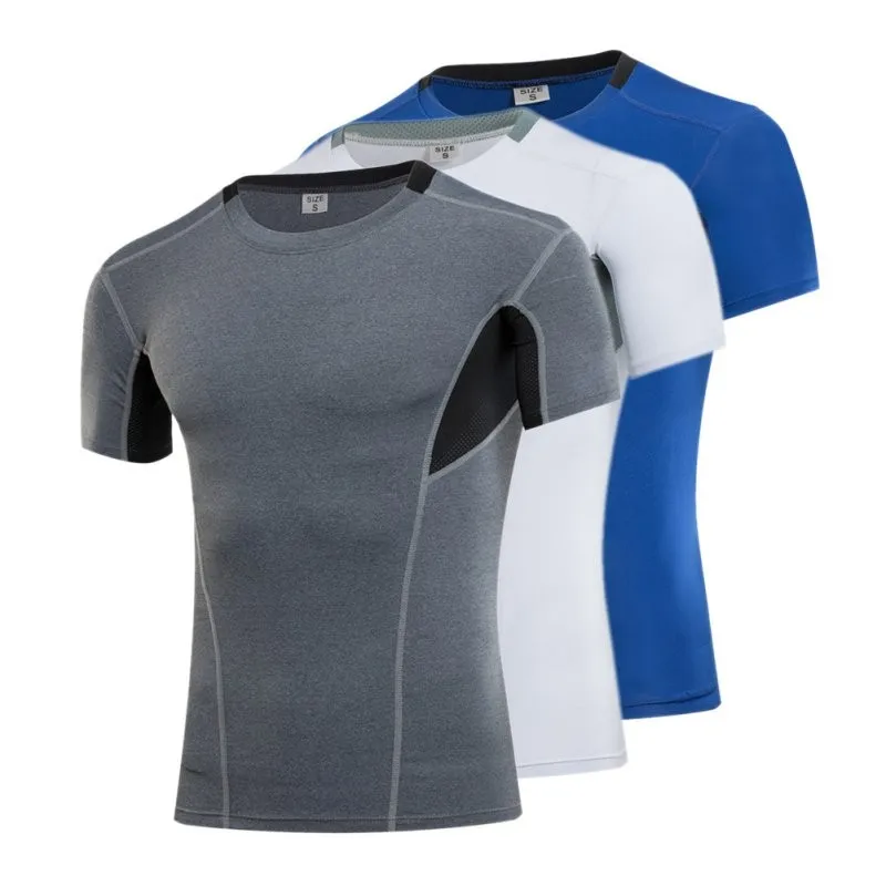 Дышащая мужская эластичная Спортивная футболка, быстросохнущая футболка для фитнеса с коротким рукавом, компрессионная футболка S/M/L/XL/2XL