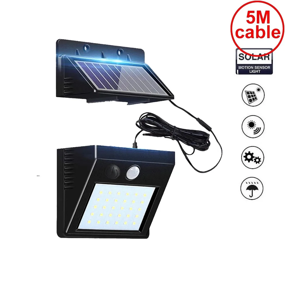 

30 leds solar light split mounting pIR motion sensor led indoor outdoor lamp waterproof ip65 for street garden patio home camps