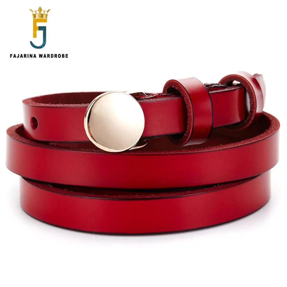 FAJARINA Cowhide Genuine Leather Belt Elegant Refined Ring Metal Buckle