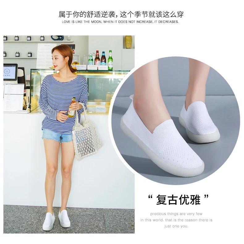WeiDeng/Женская обувь на плоской подошве; Оригинальные трикотажные эспадрильи; обувь без шнуровки из сетчатого материала с круглым носком; резиновые Лоферы для рыбаков; дышащая обувь