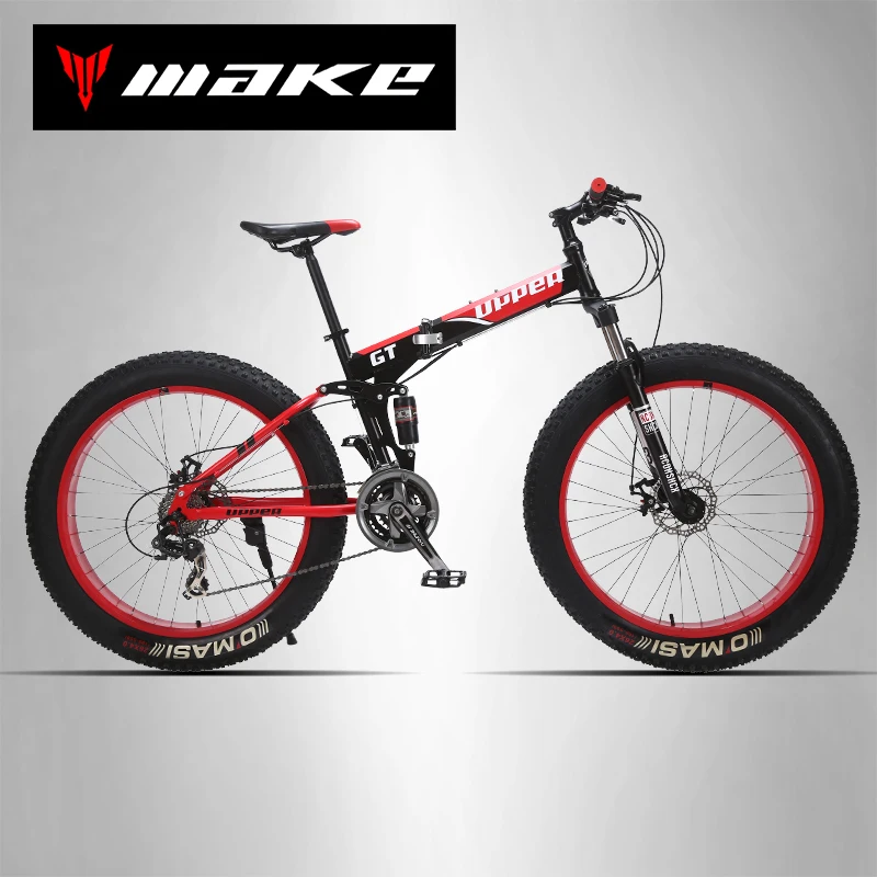GT UPPER Mountain Fat Bike Full Suspension Steel Folding Frame 24 Speed