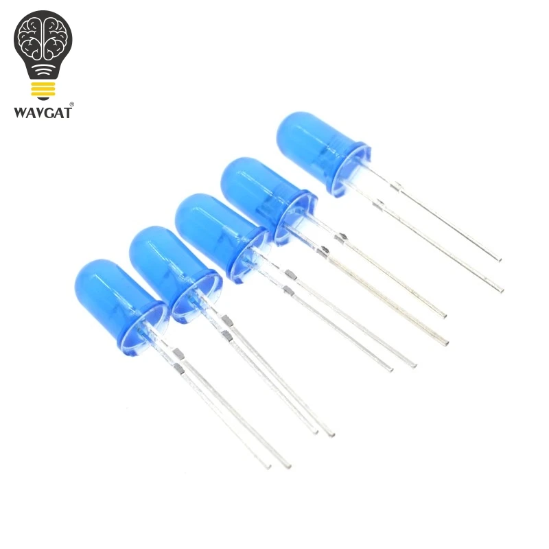 

100pcs 5mm Diffused Blue LED Diode DIP Round Wide Angle Through Hole 2 Pin LED Light Emitting Diode Lamp 460-475nm 1.8-2.0V