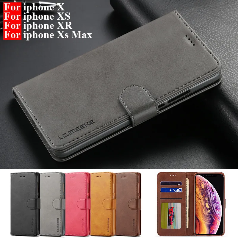

For iphone X Case Leather Vintage Phone Case On iphone XR Cases Flip Wallet Case For Hoesje iphone Xs Max Cover With Card Holder