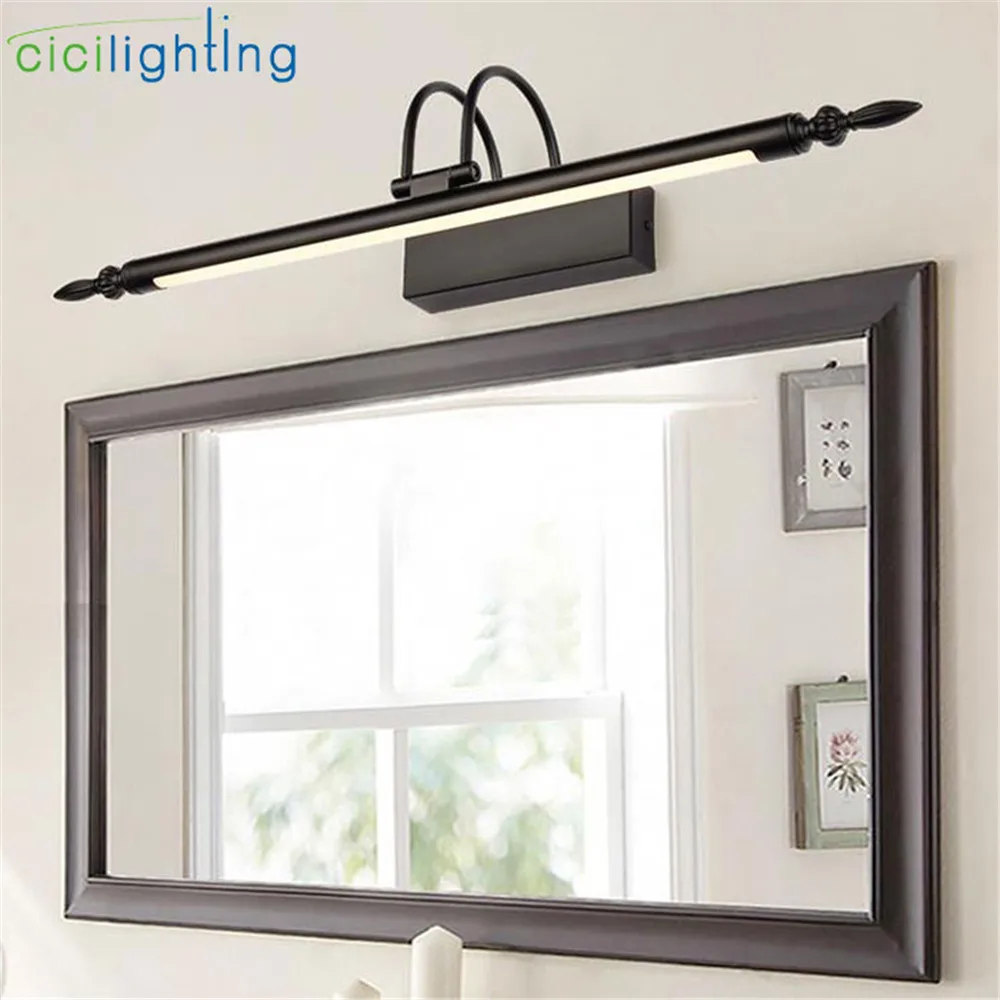 Black Bathroom led Mirror Light Waterproof Vintage Europe Style Bathroom Washrooom Wall Lighting L56cm L66cm L76cm Mirror Lamp