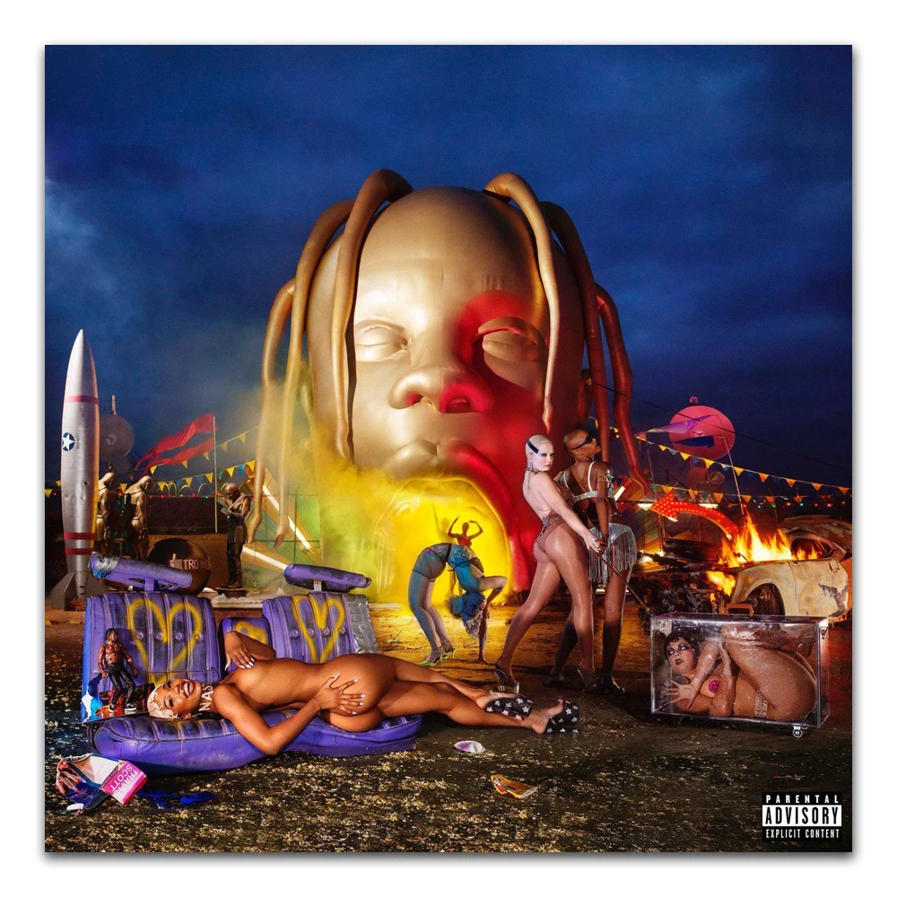 

Z0008 Posters and Prints 2018 Travis Scott Astroworld Rap Music Album Cover Art Poster Canvas Painting Home Decor