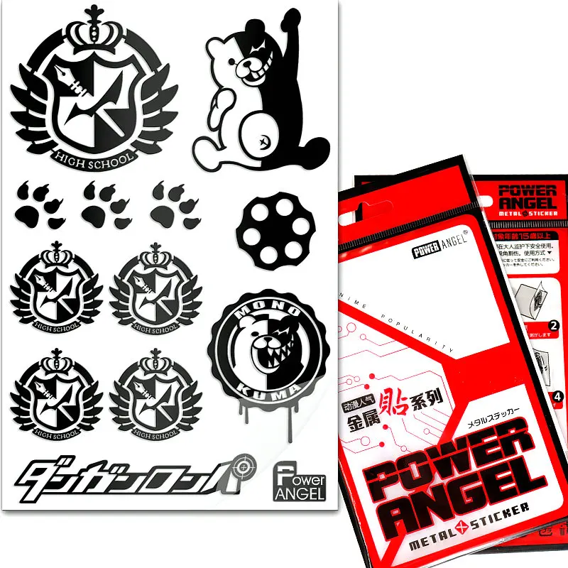 12pcs/set Japanese Anime Danganronpa Monokuma 3D Metal Stickers For Phone Laptop Car Fridge Decal Sticker DIY Toy Sticker