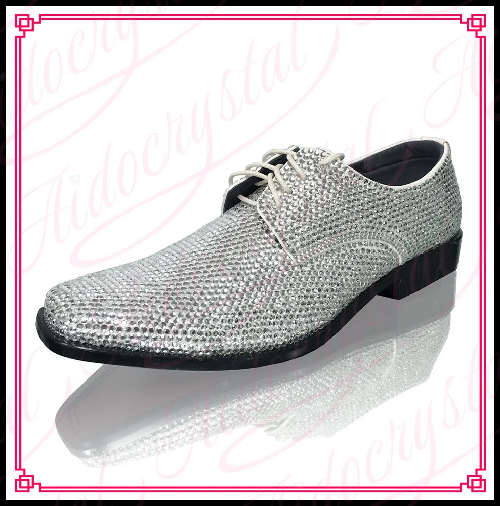 Aidocrystal 2017 New Silver White men dress shoes fashion design