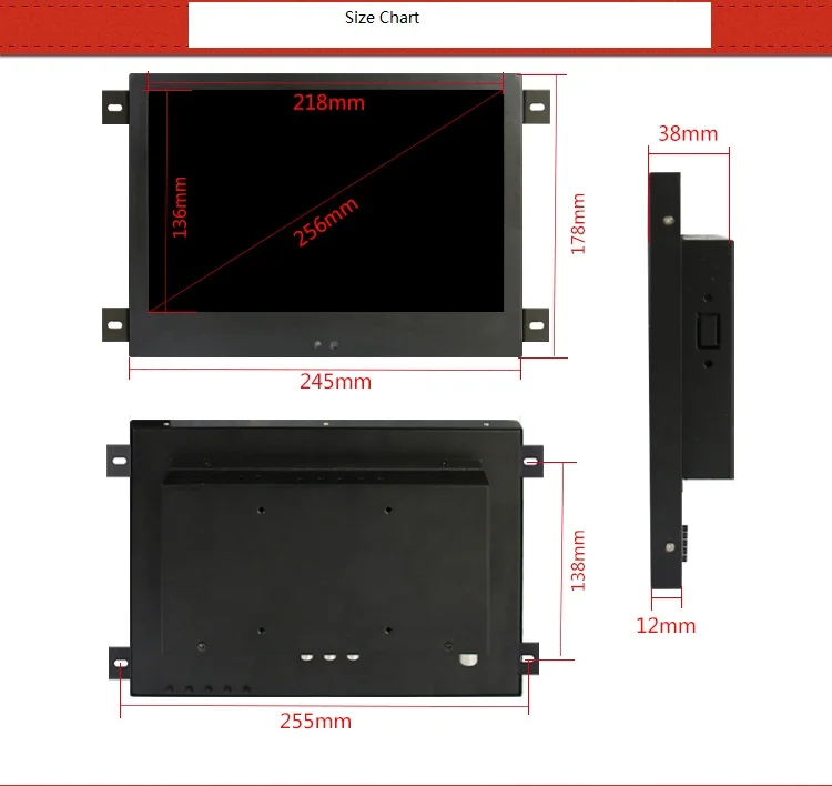 10.1/10 "дюймовый промышленный Управление ЖК Мониторы/Дисплей VGA/dvi/USB Интерфейс 1280*800 резистивный сенсорный металла В виде ракушки 16:10