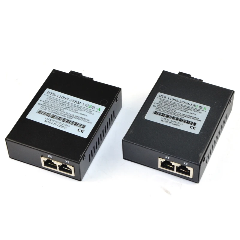 Fast Ethernet Media Converter, Медь к волокна, 2 Порты 10/100 м RJ45 до 1 Порты и разъёмы 100 м SM волокно SC оптический трансивер, 20 км, 1 пара