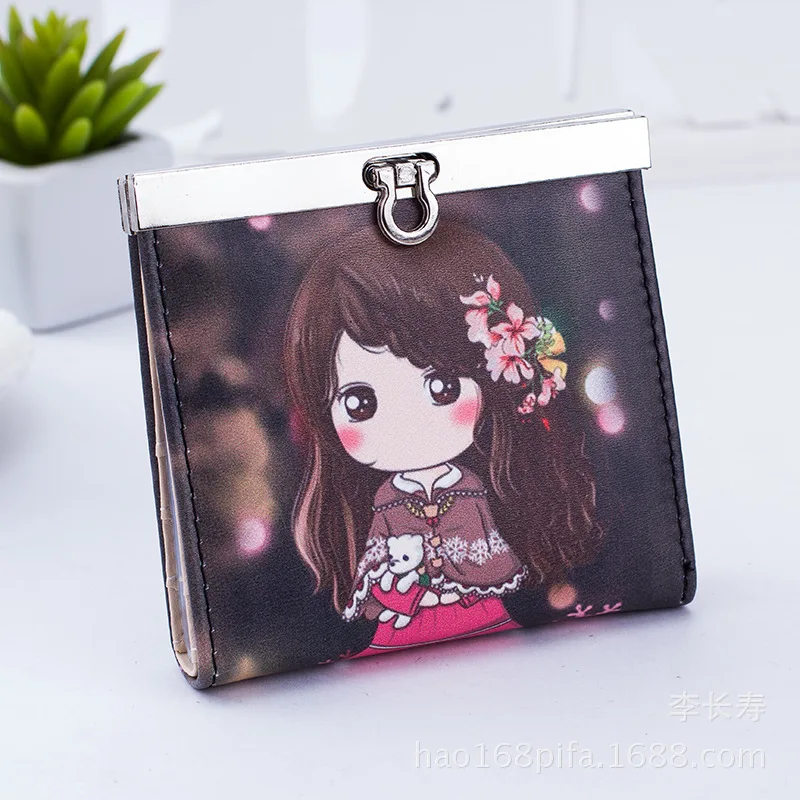 Girls Cute Tri-folded Wallet Small Wallet Cash Pocket Card Holder ID Window Purse For Women