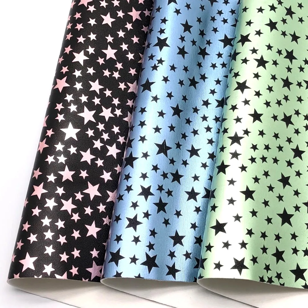 

1PCS A4 SIZE 21X29cm Alisa Glitter Cuero Sintetico Printed Stars Leather for DIY K14C