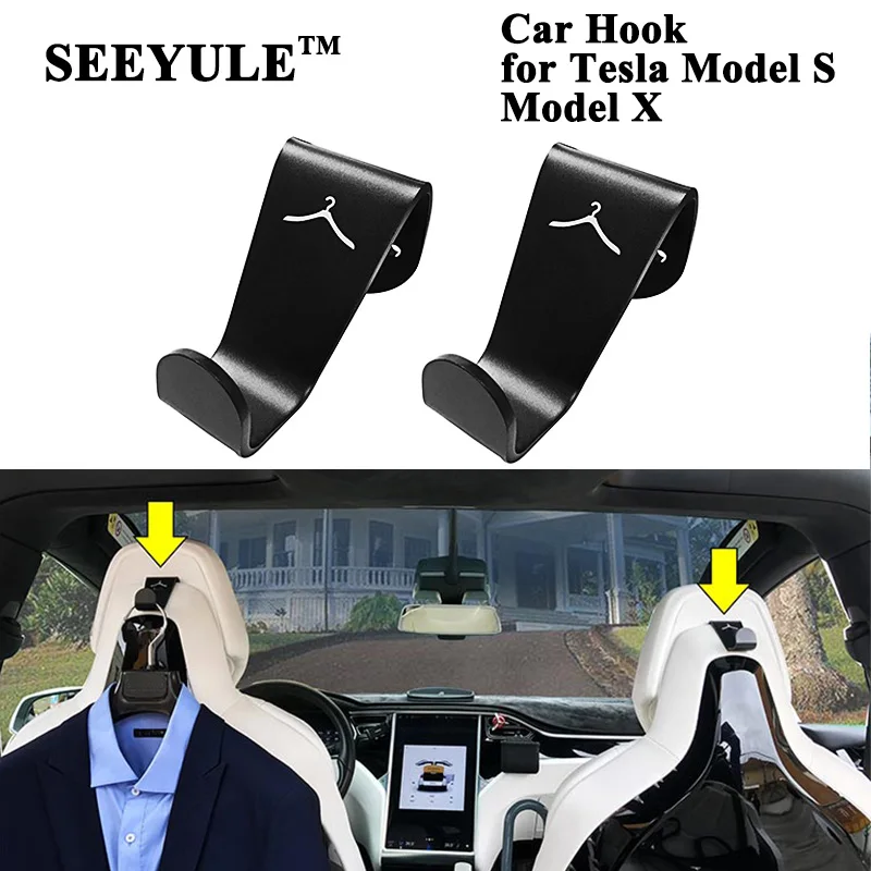 Online SEEYULE accesorios interiores asiento de coche gancho colgador bolso organizador Clip almacenamiento para Tesla modelo S Modelo X