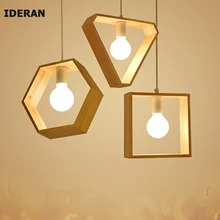 IDERAN wood Pendant Lights bedroom restaurant Art colorful restaurant coffee restaurant lighting Creative solid E27 lamp holder