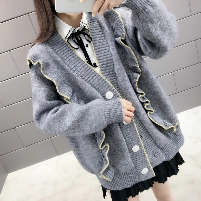 #Special Offers 2019 Korean Women Sweater Cardigan Design Female Knitted Cardigan Knit Sweater Autumn Winter Fashion Loose Warm Cardigan Tops