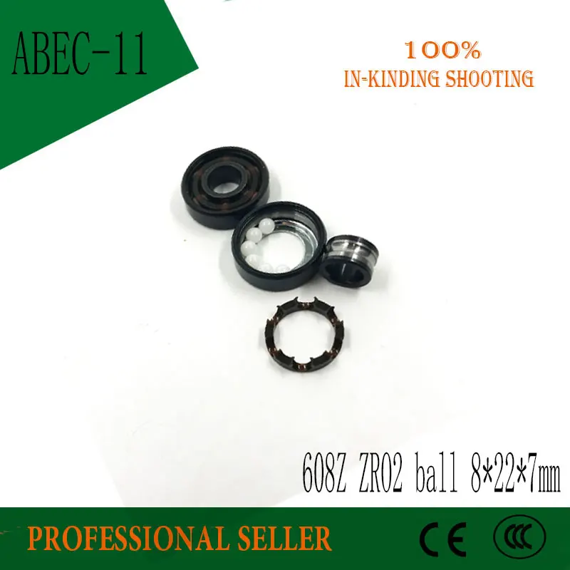 

608 8*22*7mm Ceramic Swiss Bsb Abec-11 Hybrid 6 White Zro2 Balls Skateboard Bearing Skating Hand Spinner 608Z