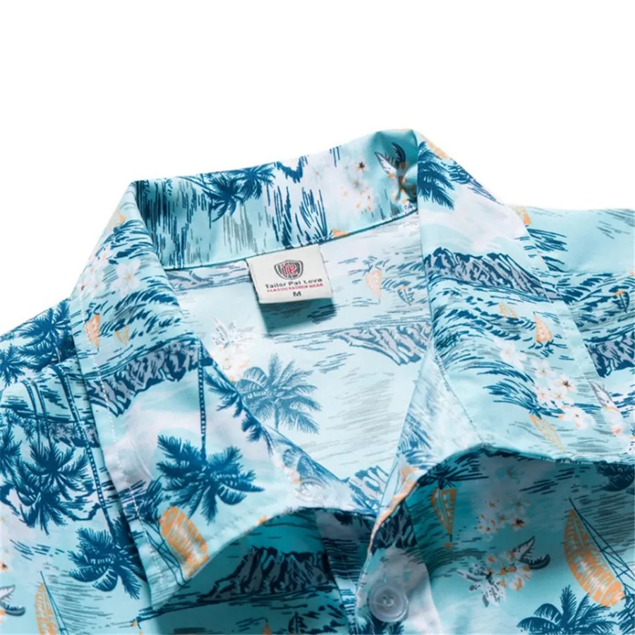 Modis гавайская рубашка с принтом короткий рукав Повседневное свободные пляжная рубашка Для мужчин плюс Размеры 5Xl Однобортный тонкий Camisa Masculina Xl5031