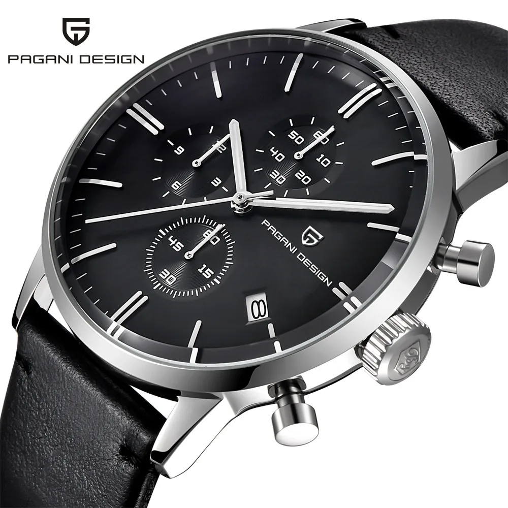 PAGANI Дизайн бренд мужские спортивные военные кварцевые часы модные бизнес хронограф кожаные Наручные часы Relogio Masculino