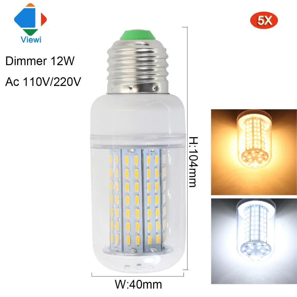 Viewi 5X lampara dimmer led bulb E27 E14 B22 110v 220v 12W corn bulbs