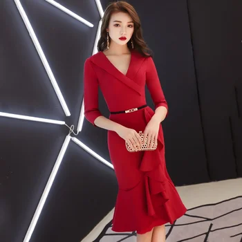 

Dress For Wedding Party One Shoulder Shawl Gown Ruched Robe Short Party Dress Sexy Banquet Vestido Bridesmaid Dresses TS1046