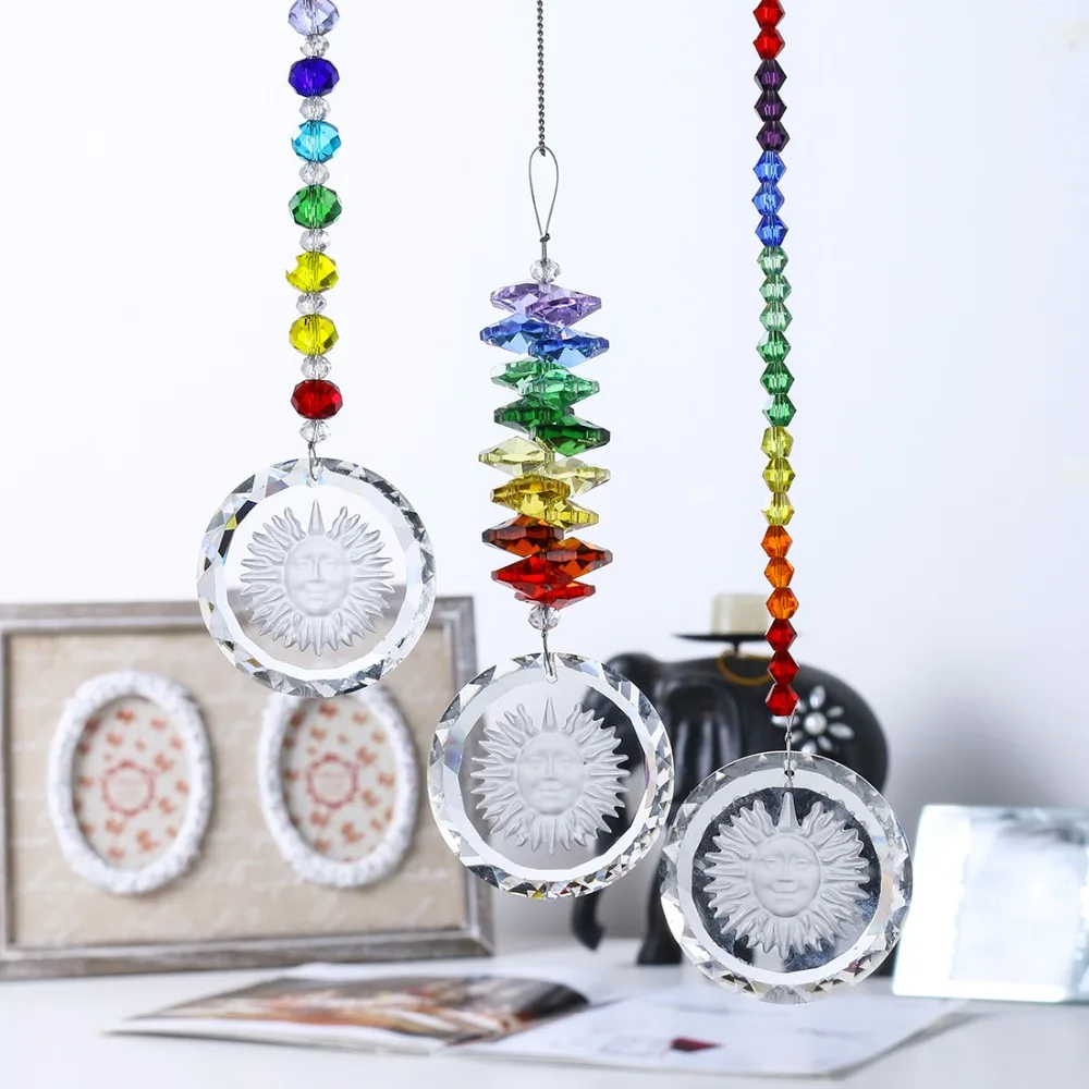 H&D Handmade 3pcs Crystal Rainbow Suncatcher Ornament Chakra Hanging