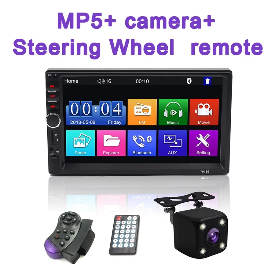 control and camera Carsanbo Universal 2 din Car Multimedia Player Autoradio 2din Stereo 7" Touch Screen Music Video MP5 Player Auto Radio Bluetooth - Цвет: control and camera