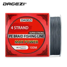 DAGEZI 4 нити PE плетеная рыболовная леска 100 м 10-80LB супер сильные многофиламентные рыболовные лески для ловли карпа снасти